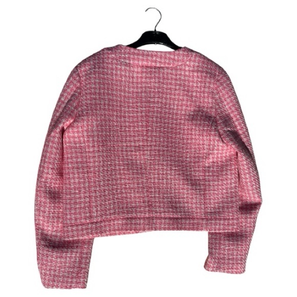 J.Crew Factory Tweed Patch-Pocket Women's Jacket Pink Size 12 - Picture 2 of 6